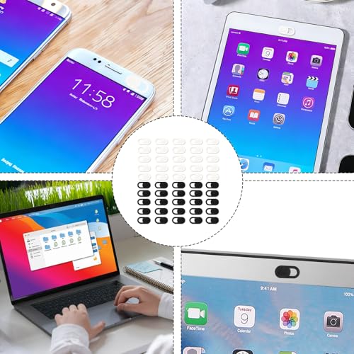50PCS Webcam Cover Slide, 0.023 Inch Ultra-Thin Universal Web Camera Cover for Laptop, Computer, Phone–Secure Privacy with Smooth-Sliding Camera Cover(Black+White) - color: Black+White