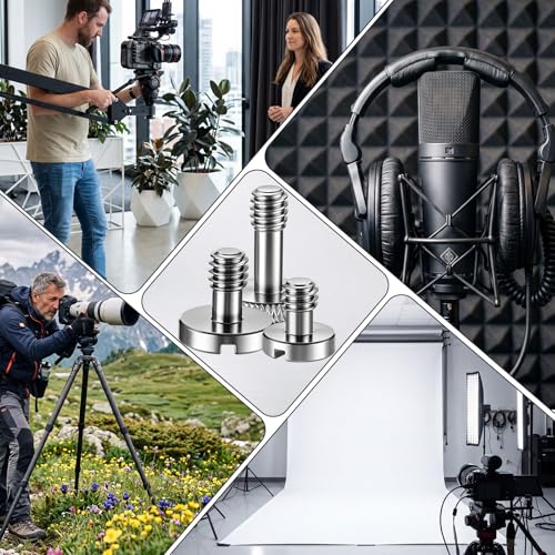 24 PCS 1/4"-20 Camera Screw Set, Stainless Steel Tripod Mounting Screw Kit, Slotted Quick Release Plate Screws for DSLR Rig, Monopod, Tripod Head - 3 Sizes