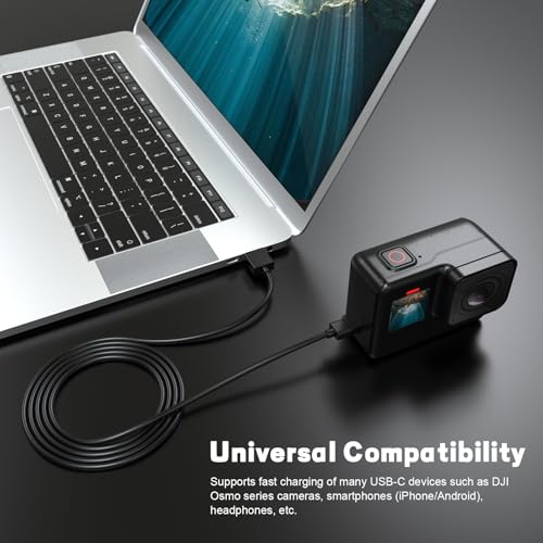 USB C Charging Charger Cable Data Sync Cord Compatible with Gopro Hero 13 Hero 12 Hero 11/10/ 9/8/ 7/6/ Hero 5 Session, MAX Camera, DJI Osmo Pocket, Action 3 Camera, 3.3FT