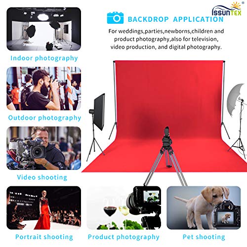 ISSUNTEX 10X24 ft Background Muslin Backdrop, Photo Studio, Collapsible High Density Screen for Video Photography and Television-Red - color: Red, size: 10X24 ft
