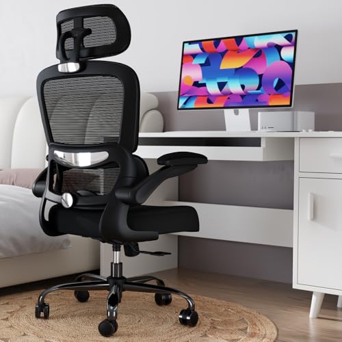 TRALT Office Chair Ergonomic Desk Chair, 330 LBS Home Mesh Office Desk Chairs with Wheels, Comfortable Gaming Chairs (1, Black) - color: Black