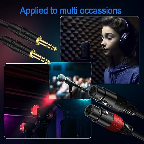 LanSenSu XLR to 1/4 TRS Stereo Adapter - XLR Female to 1/4 Inch (6.35mm) Stereo Balanced Microphone Audio Converter Adapter Cable 2Pack (6.6ft) - size: 6.35mm to XLR Female-6.6ft