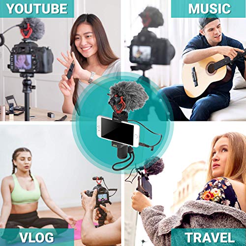 Movo Smartphone Vlogging Kit for iPhone with Shotgun Microphone, Grip Handle, Wrist Strap for iPhone and Android Smartphones for TIK Tok, Vlog, YouTube Starter Kit and Content Creator Kit