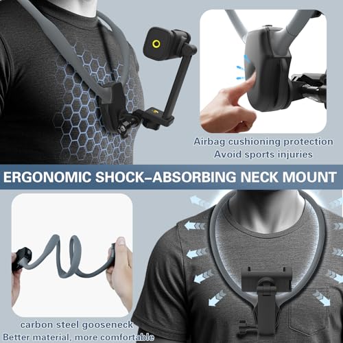 Beviliu Neck Phone Holder for Recording, Hands-Free POV/Vlog Neck Mount with Phone Clip & Chest Strap for Cooking/Fishing/Video Filming, Content Creator Phone Holder for iPhone Android Insta360