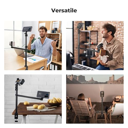 K&F CONCEPT Desk Mount Stand with Extension Arm, 37-91cm Adjustable Overhead Camera Mount, 1/4" Ball Head & 3/8" Adapter, C-Clamp for Ring Light, DSLR Camera, Smartphone, Live Streaming, Video