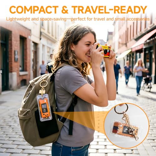 Clear Carrying Case Compatible with KODAK CHARMERA Keychain Digital Camera, Transparent Protective Storage Pouch with Keychain, Portable Travel Case for Mini Digicam (Case Only)