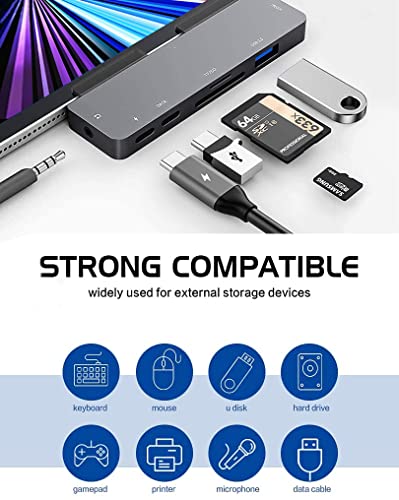 iPad Pro USB C Hub Adapter for iPad Pro 2024 M4 M2 M1,7-in-1 Hub with 4K@60Hz HDMI,3.5mm Jack,USB3.0,PD 60W,SD/TF Card Slot,iPad Air 4/5,iPad mini 6,iPad pro 13 12.9 Accessories - color: 7IN1 60Hz