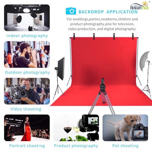 ISSUNTEX 9X15 ft Background Polester Backdrop, Photo Studio, Collapsible High Density Screen for Video Photography and Television-Red - color: Red
