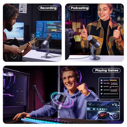 UGREEN Microphone for PC, USB Mic with RGB Lights, Mute Button, 24bit/96kHz, Cardioid Polar Pattern, Volume Control, Condenser Microphone for Streaming, Gaming, Podcasting, Recording, Laptop, PS5