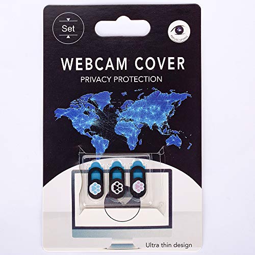 Webcam Cover 3 Pack Slide Ultra Thin Laptop Camera Cover for Echo Show, Phone, Computer, Tablet, Mac Air, Chromebook, PC - Paw Paw Black - color: Paw 3
