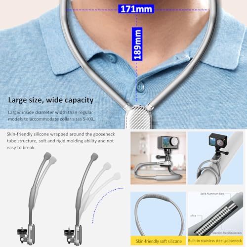 Upgraded 65cm Neck Phone Holder Recording with Anti-Shake Strap - POV/Vlog Neck Tripod Mount Hands-Free Filming, Universal for iPhone, Samsung Google Pixel, All Smartphones and Action Camera