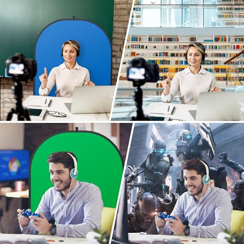 3x5ft/100x150cm Green Screen Backdrop for Photography, Double Sided Green Screen and Blue Screen, 2 in 1 Collapsible and Reversible Background for Photography, YouTube Videos,and Live Streaming - color: Blue Green