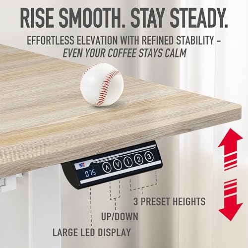SHW 40-Inch Mobile Electric Height Adjustable Sit to Stand Desk with Drawer, Hanging Hooks and Cable Management, Maple - color: Maple