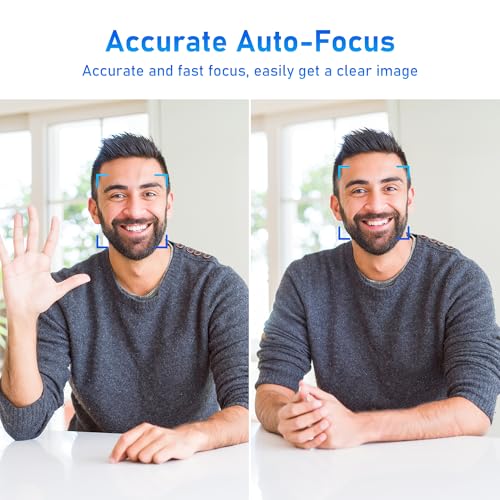4K Webcam with Speaker and 4 AI Noise-Cancelling Mics, Wide Angle PC Cameras with Remote, Auto Focus, Privacy Cover, Tripod, Great for Computer, Zoom, Skype, Teams, Laptop, Personal Video Calling