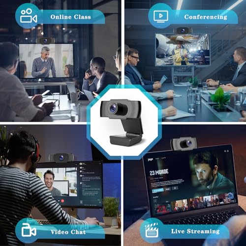 4K Webcam, Ultra 4K HD Web Cam for PC, Dual Noise-Canceling Mics, Auto Light Correction, Wide Angle Streaming Webcam,Plug and Play for Video Calling/Teams/Conferencing/Zoom