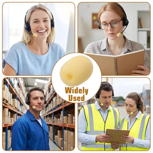20Pcs Microphone Foam Covers, High-Density Headset Mic Covers Skin | 20Pcs high-density mic foam covers,1.4x0.9cm,2mm aperture.Skin color.Noise reduction,dust shield.For lapel,headset mics
