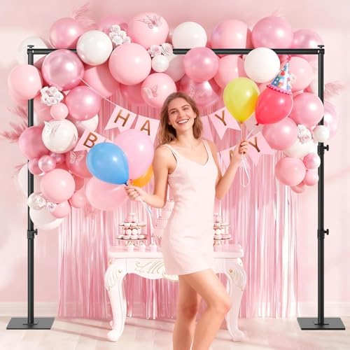 Backdrop Stand 10x10 ft Adjustable Photo Backdrop Stand Kit, Heavy Duty Pipe and Drape Photography Background Support with Flat Metal Base for Wedding, Party, Video Studio, Birthday, Black - size: 10x10 ft