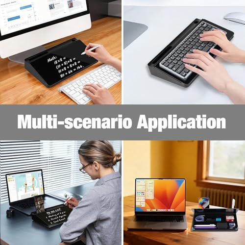 Small Glass Desktop Whiteboard 11.8×7”, Dry Erase Note Memo Board, Desk Organizer with Storage for Desk, Home, Study, Office, Black - color: Black Small Basic