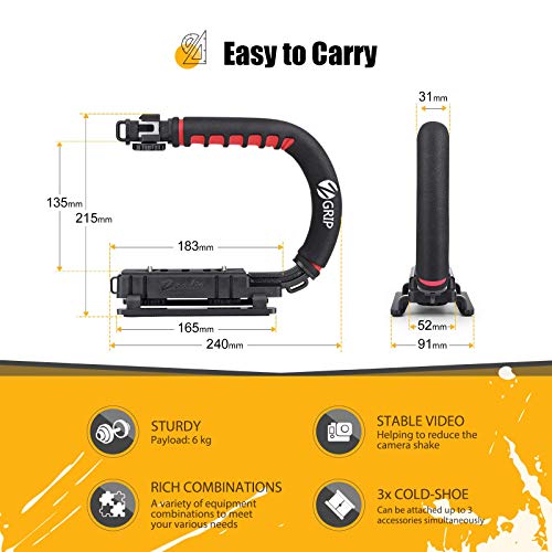 Zeadio Video Action Stabilizing Handle Grip Handheld Stabilizer with Cold-Shoe Mount for All DSLR Camera Camcorder - style: Standard Version