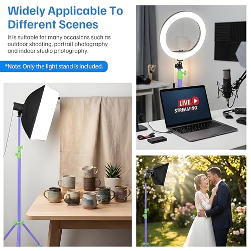 Light Stand Photography, 9.2ft/280cm Air-Cushioned Heavy Duty Studio Light Stand with 1/4" and 3/8" Screw, Aluminum Photo Video Tripod Stand for Ring Light, Softbox, LED Panel, Max Load 22lb - color: Green