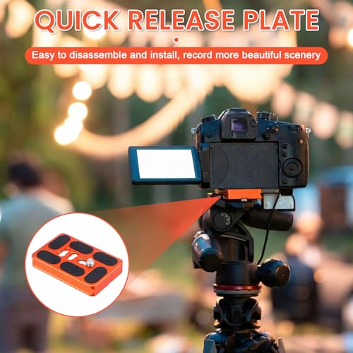 Frienda 2 Pieces Metal Quick Release Plate with 1/4''-20 Camera Screw Tripod Mount Plate Fits Standard for DSLR Camera Tripod Ball Head(Orange,Pu60) - color: Orange, style: PU60