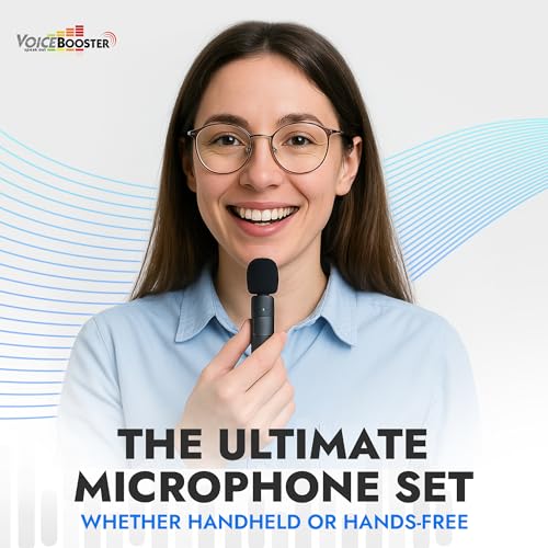 Voicebooster K35 Pro Wireless Lavalier Microphone, Plug & Play Clip on Lapel Mic - 3.5mm Plug for iPhone, Android, Voice Amplifier - Noise Cancelling Mini Microphone for Podcast, Interview & Vlogging