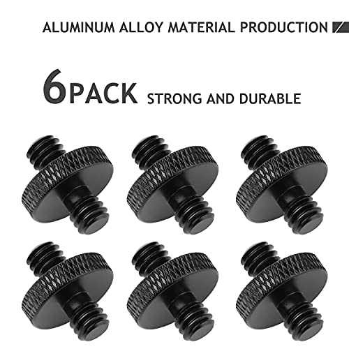 6 Pack 1/4" Male to 1/4" Male Threaded Tripod Screw Adapter Double Sided Standard Mounting Thread Converter for Camera Cage Mount - color: Aluminium Alloy