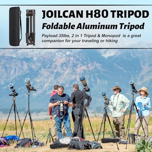 JOILCAN Tripod for Camera, 81" Aluminum Camera Tripod Monopod for DSLR, Heavy Duty Travel Tripods for Spotting Scope Binoculars Laser Level, Payload 35Lb - color: Rose