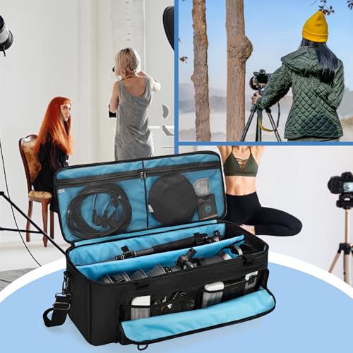samdew 30'' Tripod Travel Bag, Photo Studio Equipment Case, Soft Bag Only | Large Photography Organizer with Secure Buckles & Lens Storage Pocket, for Light Stand, Monopod, Mic Stand, Camcorder & More
