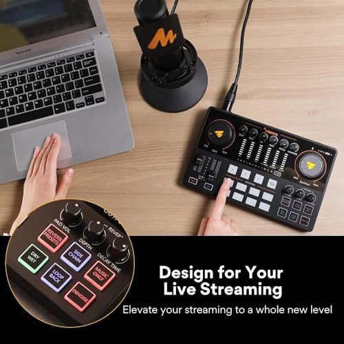 MAONO Podcast Equipment Bundle 10 Channel Audio Interface and XLR Dynamic Microphone MaonoCaster with Pro-preamp, 48V, Bluetooth for Podcast, Streaming, TikTok, Youtube, PC, Smartphone (AME2C Pro)