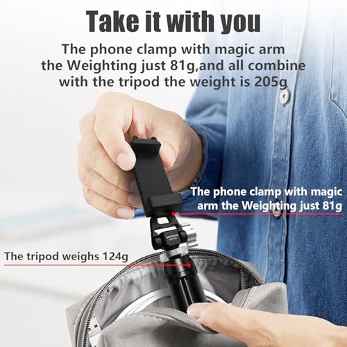 Aluminum Tripod Stand Mount Universal Smartphone Adapter with Cold Shoe Mount,360°Adjustable Cellphone Clamp Tripod Stand Holder,Compatible for iPhone,Samsung Galaxy and Cameras.