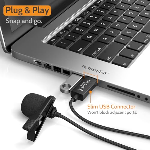 Cubilux Mini USB Microphone, Unidirectional USB A Lavalier MIC for PC Computer Laptop, External Small Clip-On Lapel Collar MIC for Zoom Meeting Skype Dictation Singing Recording, 4 Feet