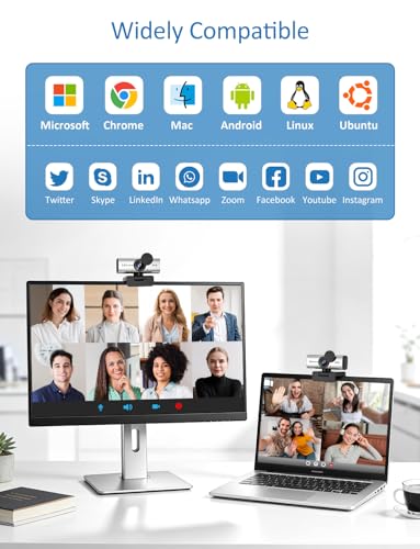 Webcam for PC, 4K Streaming Camera, Web Camera for Desktop/Laptop Computer Webcam with Microphone, Plug and Play USB Web Cam, Aluminum Alloy casing, for Live Streaming, Video Calls (Silver) - color: Silver