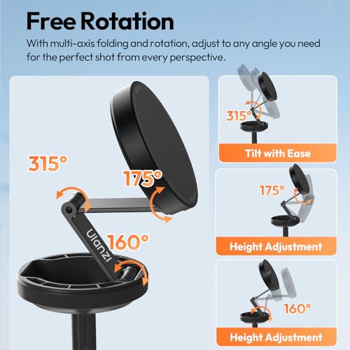 ULANZI Magnetic Phone Tripod, MT85 Auto Open Tripod for Magsafe with Enhanced 4-Leg, 60'' Selfie Stick Extendable Phone Stand, Content Creator Essentials for iPhone 17/16/15/14/13/12 Black - color: Black