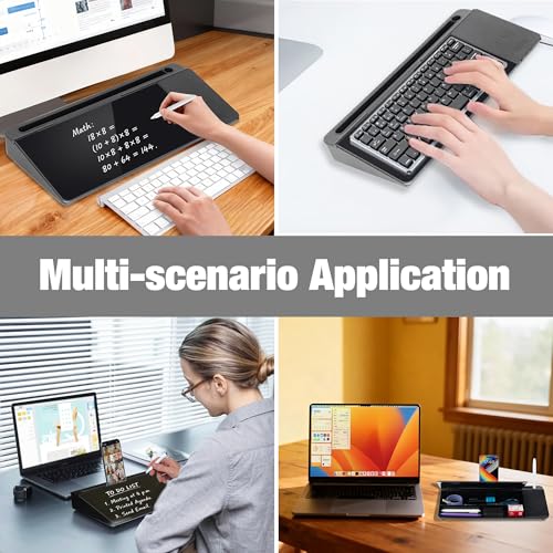 Glass Desktop Whiteboard with Wireless Charger & Storage, Desk Dry Erase Note Memo Board, Compact Desk Organizer for Desk, Home, Study, Office, Back to School Supplies, Black, 2026 - color: Black Wireless Charger