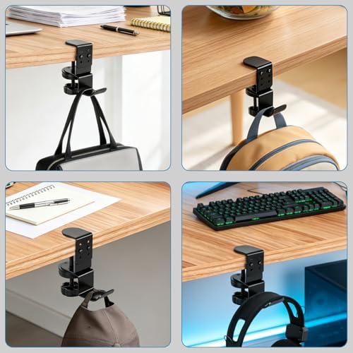 MYITYARD Clamp Mug Hooks Under Desk, Clip On Hook Cup Holder, Desktop Hanging Headphone Hook for Office, Computer Desk, Student Class Desk, Cabinet - color: Desk Hooks