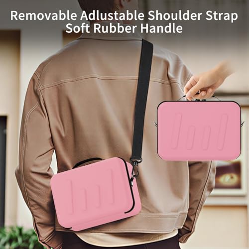 Hard Shell Camera Case Compatible with Canon EOS Rebel T7/R50/R100 and More DSLR & Mirrorless Cameras – Portable Travel Bag with Adjustable Dividers, Mesh Pocket & Shoulder Strap (Pink) - color: Pink