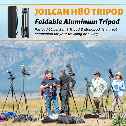 JOILCAN Tripod for Camera, 81" Aluminum Camera Tripod Monopod, Heavy Duty Travel Tripods for Spotting Scope Binoculars Laser Level, Payload 35Lb - color: Grey