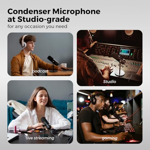 NearStream AM25X Gen3 USB/XLR Podcast Microphone for PC/Audio Mixer | Condenser Mic with Desk Stand for for Stream/Podcast, USB-C Noise Canceling, Volume, Headphone Jack, Mute; XLR for Mixer