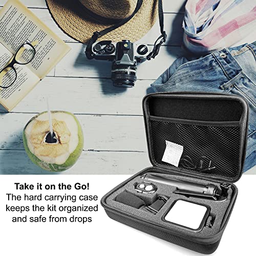 Selfie Stick Tripod Vlogging Kit for All Smartphones iPhone, Android w/LED Light, Rotating Phone Mount, Microphone, Bluetooth Remote, Hard Case for Live Stream, YouTube, Instagram TikTok