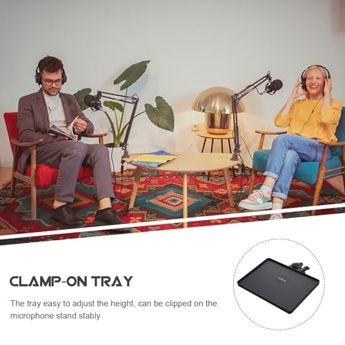 Microphone Stand Tray Adjustable Clamp on Shelf for Live Broadcast Sound Card Holder Mic Rack Stand Organizer for Singing Podcast Recording Streaming