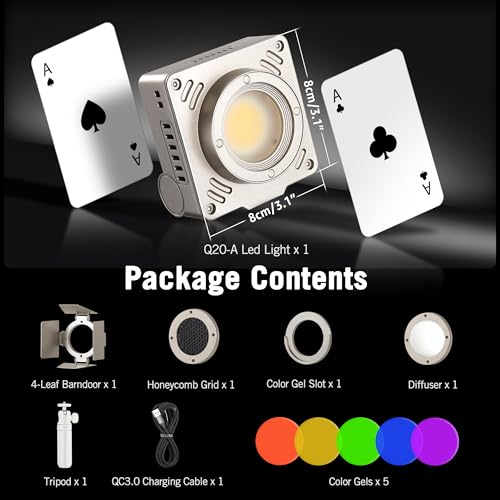 NiceVeedi Pocket RGB Fill Light, Portable Bi-Color Handheld Light, 2700K-6500K, CRI 95+, 12 Effects, 5000mAh Battery with Fast Charging Spotlight for Photography/Vlog/YouTube/Tiktok/Ins