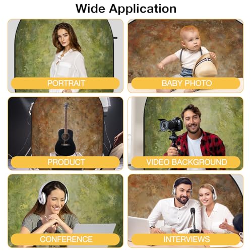 Kate Collapsible Backdrop Pop up Photo Backdrops Foldable Background Portable for Headshot,Portrait Photography,Video,5x6.5ft,Green/Brown