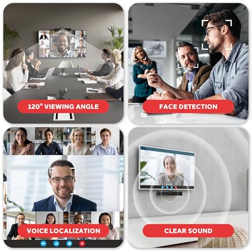 Pyle 4K USB Video Conference Room Camera System 120° FOV with 5X Zoom, AI Auto Framing, Echo Cancellation, 8m Mic Pickup Conferencing System for Home Offices, Zoom, Skype, Microsoft Teams, PC Meetings - color: Black