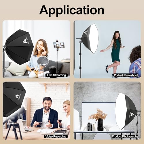 Softbox Photography Lighting Kit,22"X22" Soft Box Lighting Set with Double 85W 3000-7500K LED Bulbs,Photo Studio Equipment for Photography,Podcast Lighting,Shooting,Video Recording
