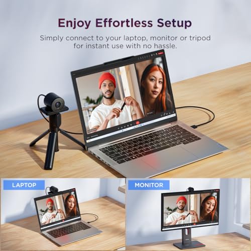 Lenovo FHD Webcam, 1080p Resolution, 30 fps, Dual Noise-Cancelling Microphones, AI Noise Cancellation and Enhanced Image Quality, Physical Privacy Shutter, Microsoft Terms Certified, Black - style: FHD