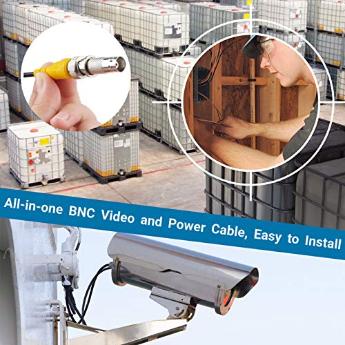 Flashmen 2-Pack 25ft HD Video Power Security Camera Cables Pre-Made All-in-One Extension Wire Cord with BNC Connectors for CCTV Security Camera Black