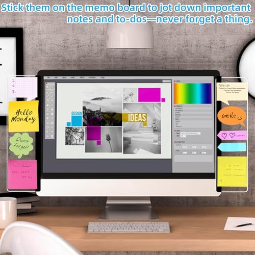 2 Pack Computer Monitor Memo Board, Acrylic Computer Monitor Sticky Note Holder, Transparent Side Panel Office Desk Organizer,Home Office Desk Accessories, Office Supplies for Women Men Computer 