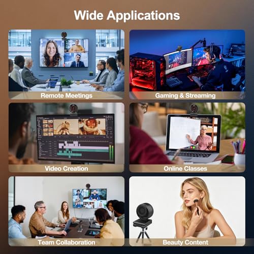 Angetube 4K Webcam for PC&Mac, 1080P@60fps Autofocus Webcam with Microphone | 2 Mics, 8X Digital Zoom 78° FOV, Privacy Cover, Plug & Play, USB Webcam 4K for Computer Windows, Meetings, Streaming, Laptop