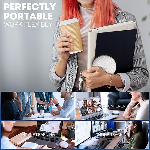 Bluetooth Conference Speakerphone M4 Conference Microphone with AI Noise Reduction AI Transcription Full-Duplex 360° Omnidirectional Voice Pickup USB Speaker for Teams Zoom Home Office, Gray - color: M4 GRAY, style: M4 Omnidirectional Speakerphone